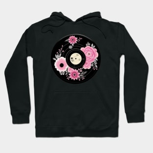 Pink Flower Vinyl Record Hoodie